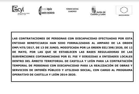 Imagen SUBVENCION CONCECIDA PARA LA CONTRATACION TEMPORAL DE PERSONAS CON DISCAPACIDAD.